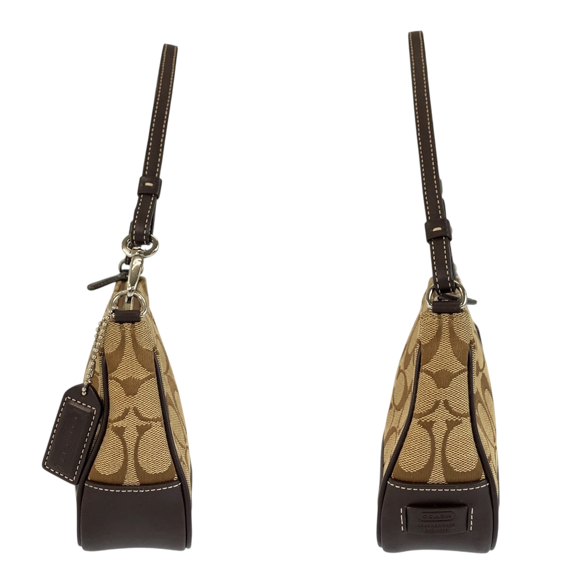 22374
COACH コーチ シグネチャー ベージュ ブラウン シルバー金具 キャンバス / レザー B06Z-6094 ハンドバッグ アクセサリーポーチ レディース A7