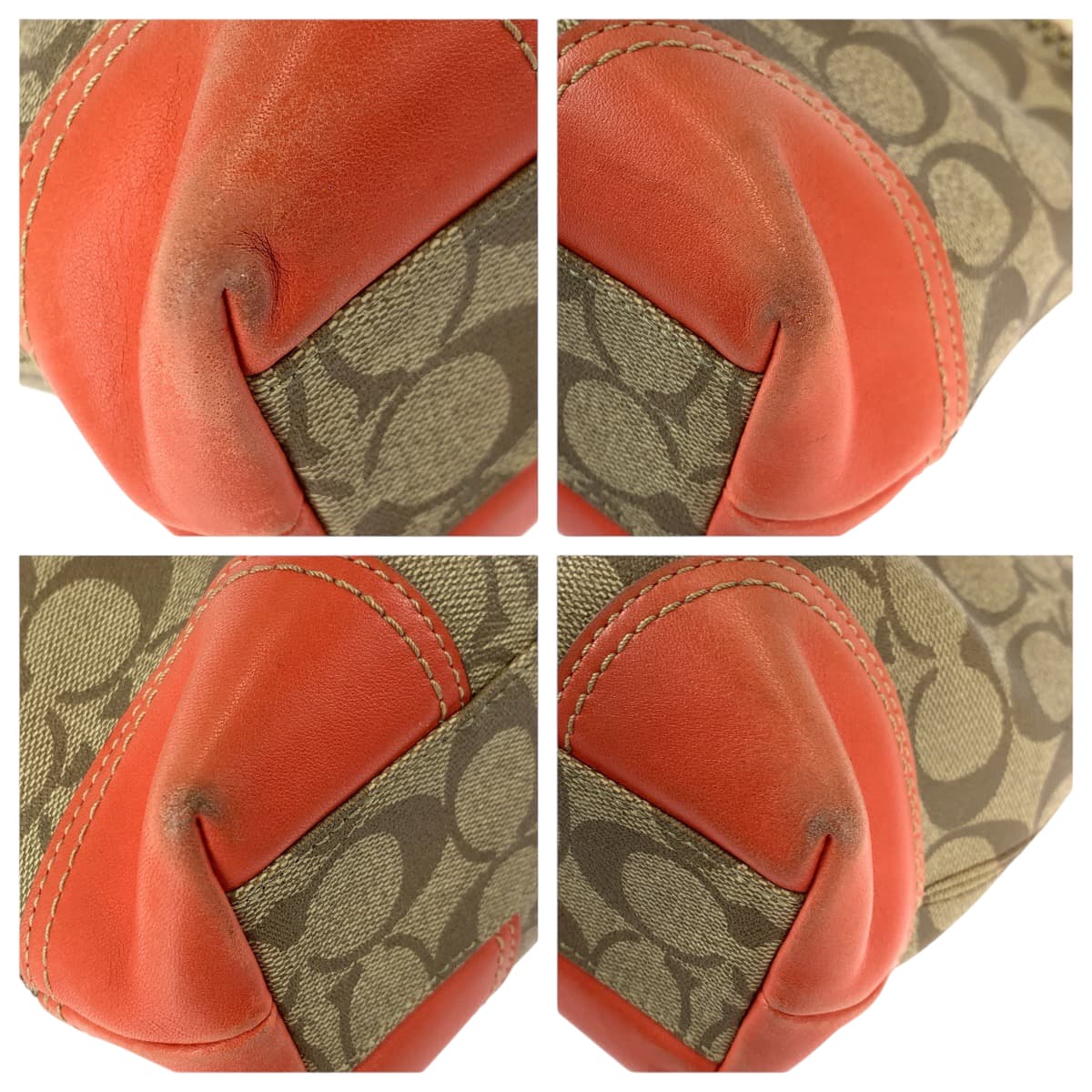 22376
COACH コーチ ヘリテージ シグネチャー ベージュ オレンジ ゴールド金具 PVC 11349 トートバッグ ハンドバッグ レディース AB6