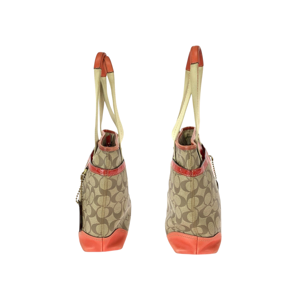 22376
COACH コーチ ヘリテージ シグネチャー ベージュ オレンジ ゴールド金具 PVC 11349 トートバッグ ハンドバッグ レディース AB6