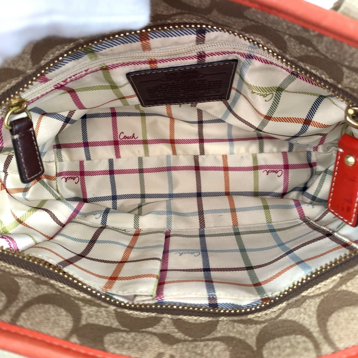 22376
COACH コーチ ヘリテージ シグネチャー ベージュ オレンジ ゴールド金具 PVC 11349 トートバッグ ハンドバッグ レディース AB6