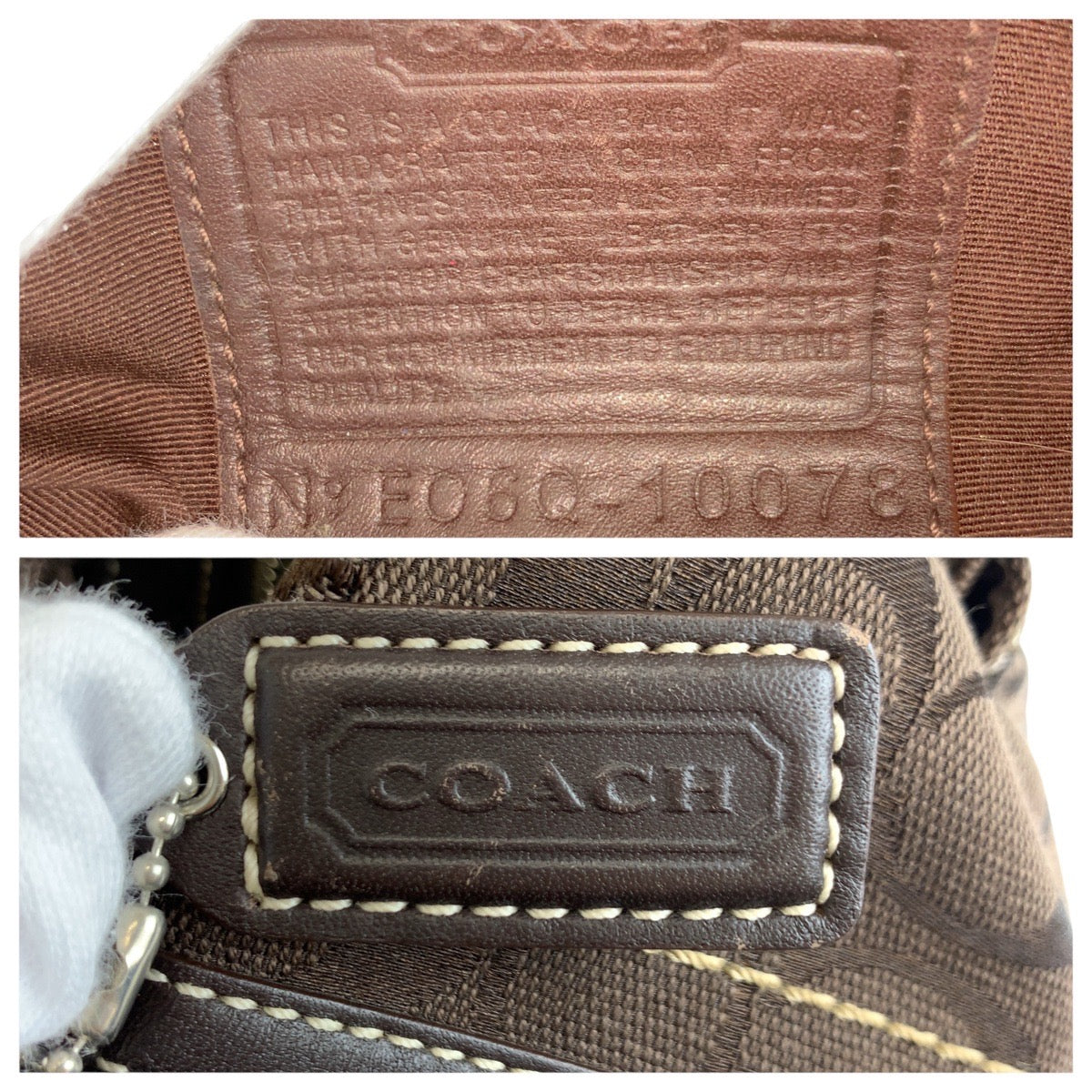 22377
COACH Signature Brown Silver Hardware Canvas / Leather 10078 Tote Bag Mini Boston Bag Women's ABP7