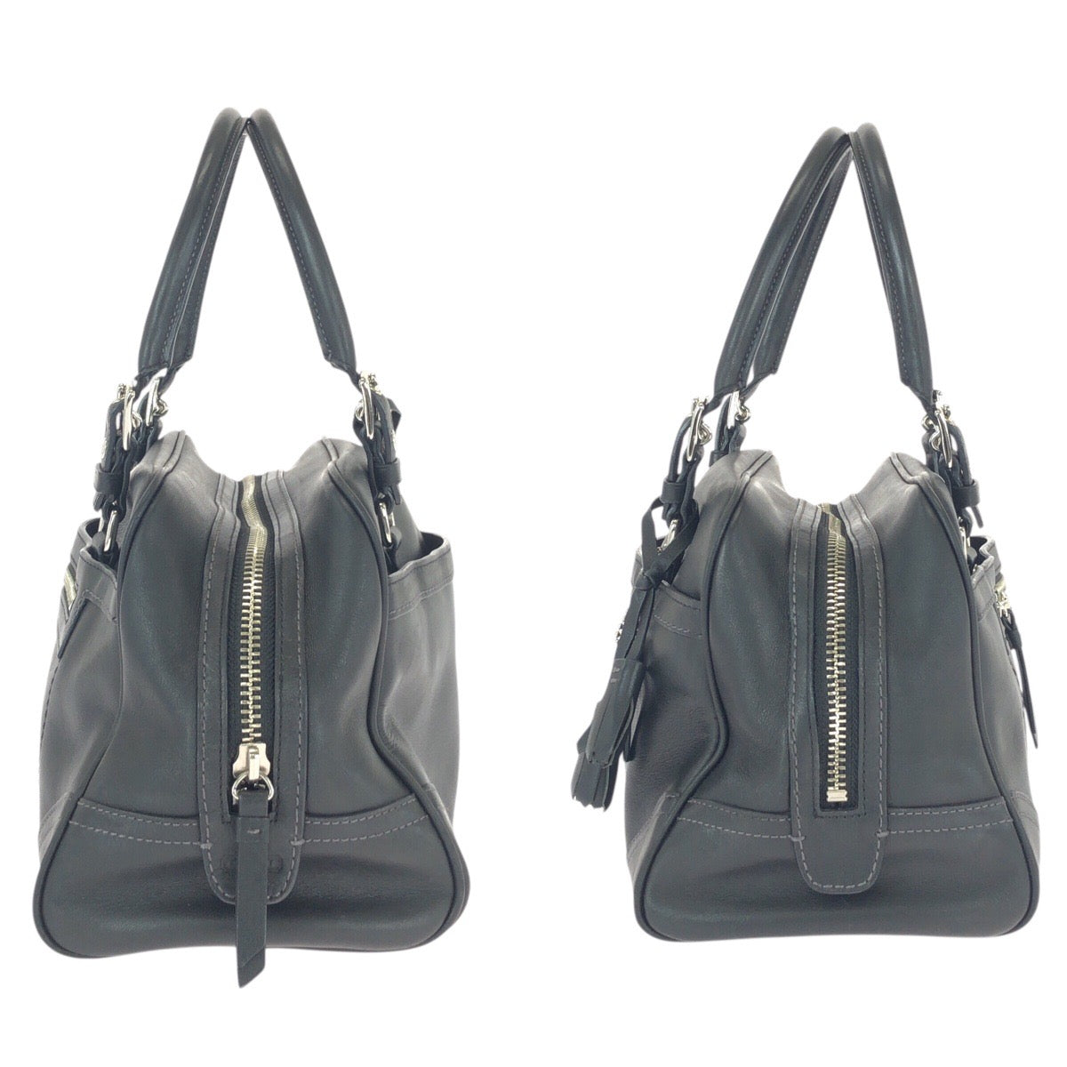 22379
COACH コーチ ブラック 黒 シルバー金具 レザー E060-8A69 ハンドバッグ トートバッグ レディース AB6