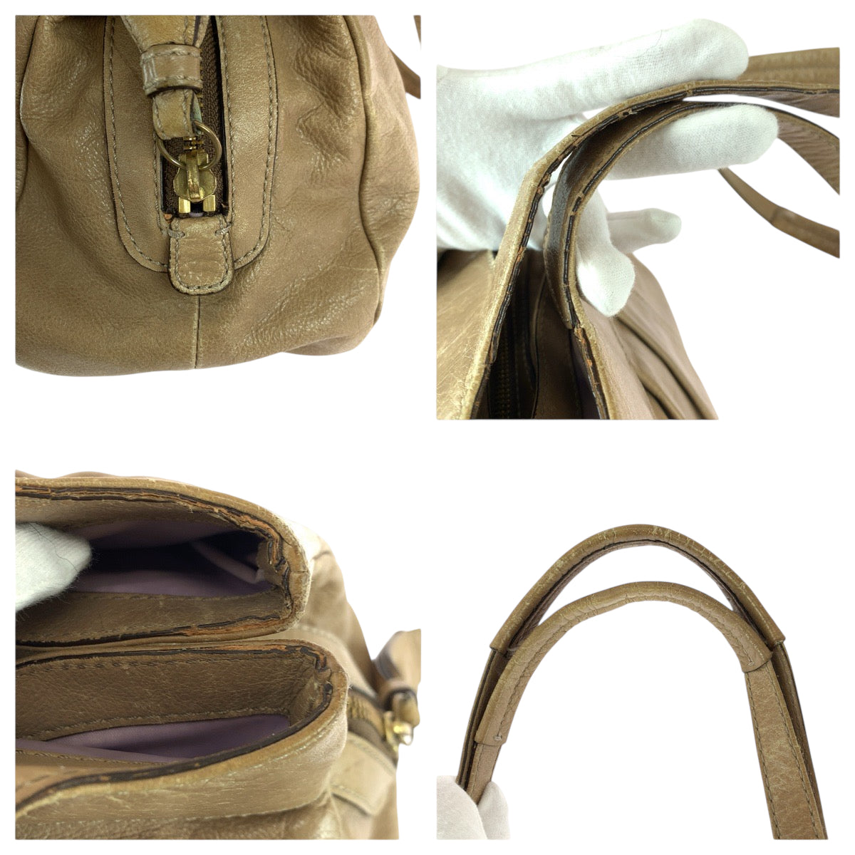 22380
COACH コーチ ベージュ ゴールド金具 レザー 14052 トートバッグ ショルダーバッグ レディース B3