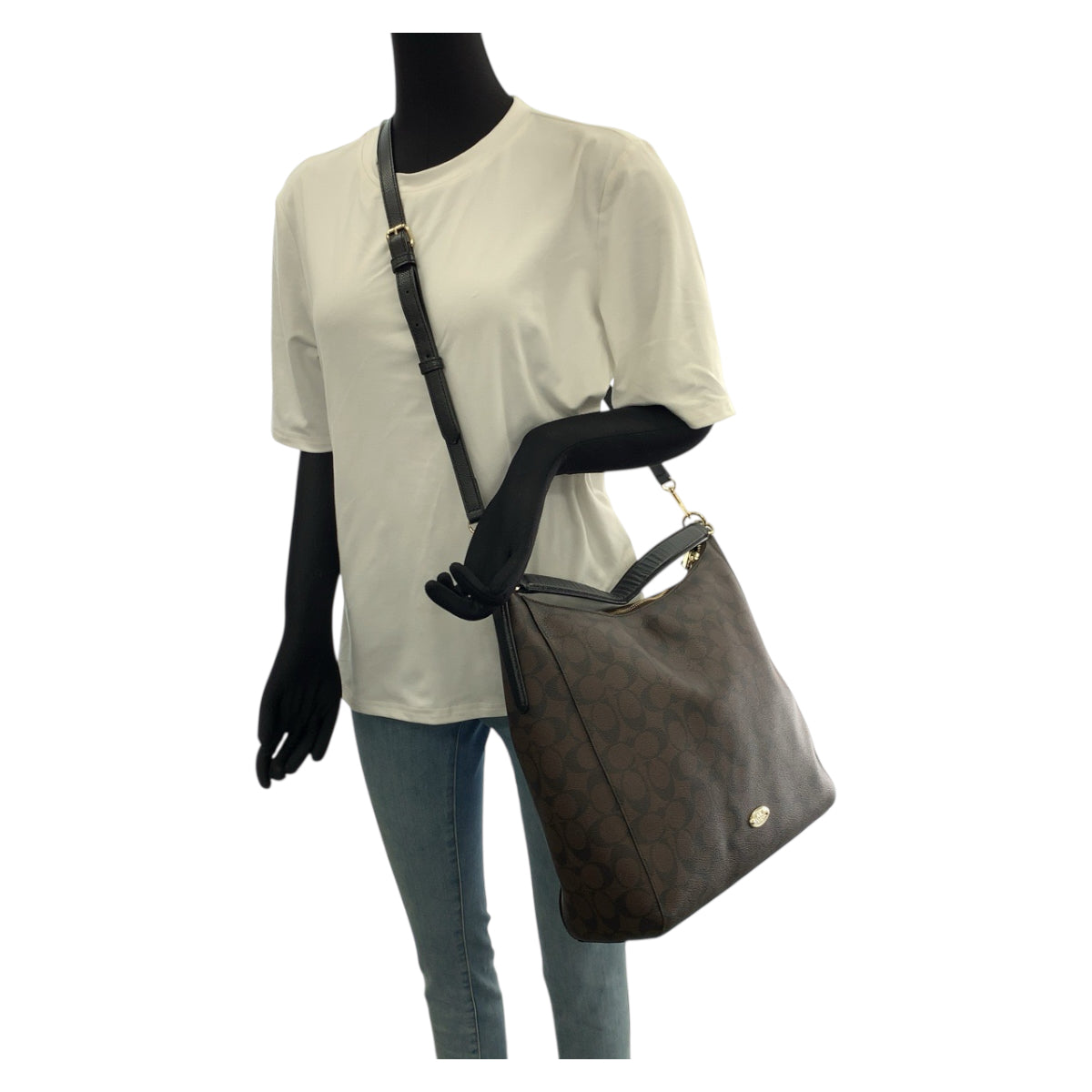 22381
COACH コーチ シグネチャー ブラウン ゴールド金具 PVC F34910 ショルダーバッグ ハンドバッグ レディース AB6