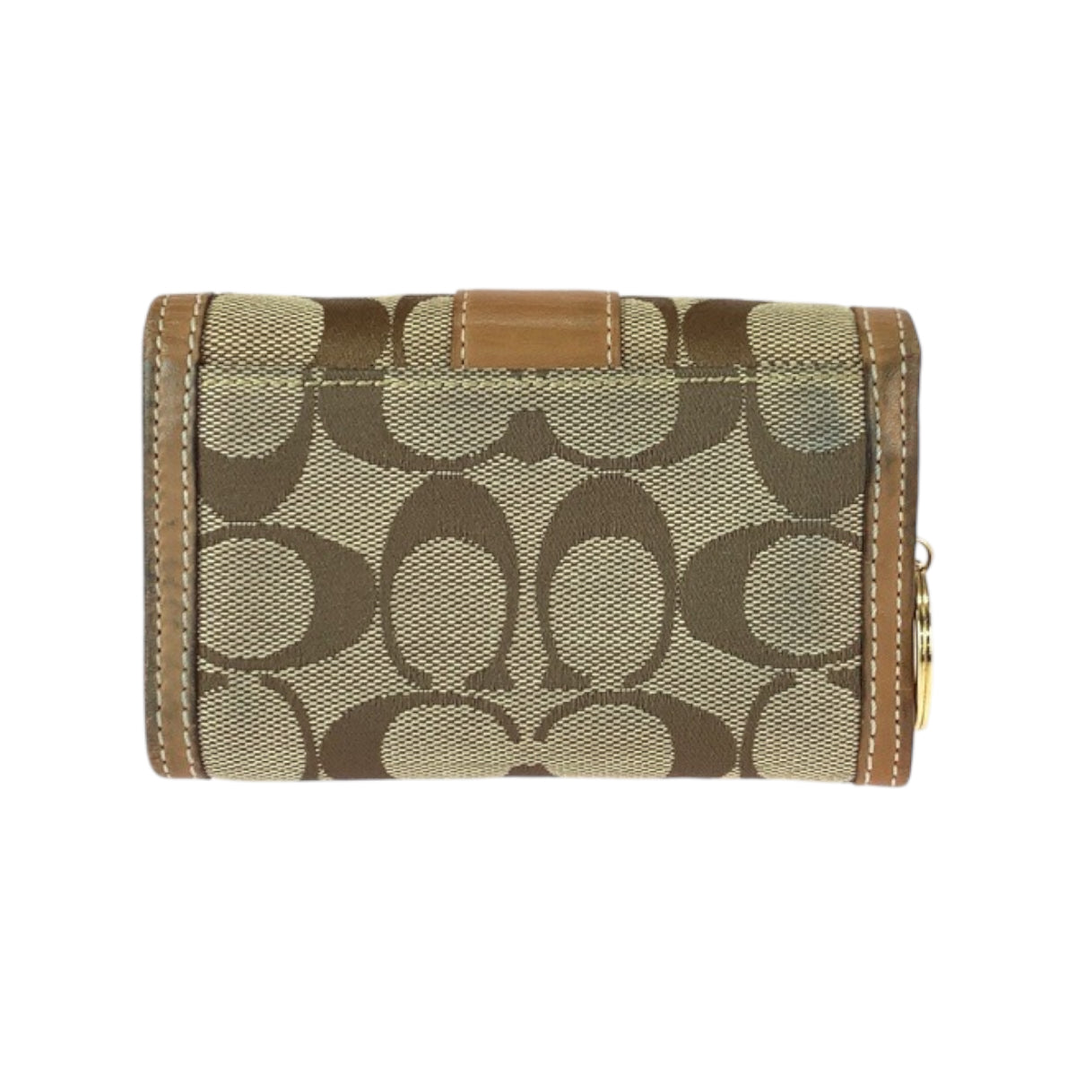 22391
COACH コーチ シグネチャー ブラウン ベージュ ゴールド金具 キャンバス / レザー コインケース 小銭入れ コンパクトウォレット レディース AB3