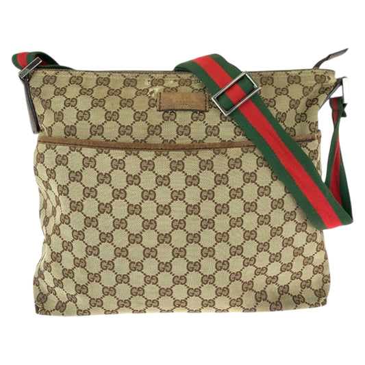 22395
GUCCI グッチ シェリーライン ベージュ シルバー金具 GGキャンバス / レザー 189751 ショルダーバッグ 男女兼用 レディース B12
