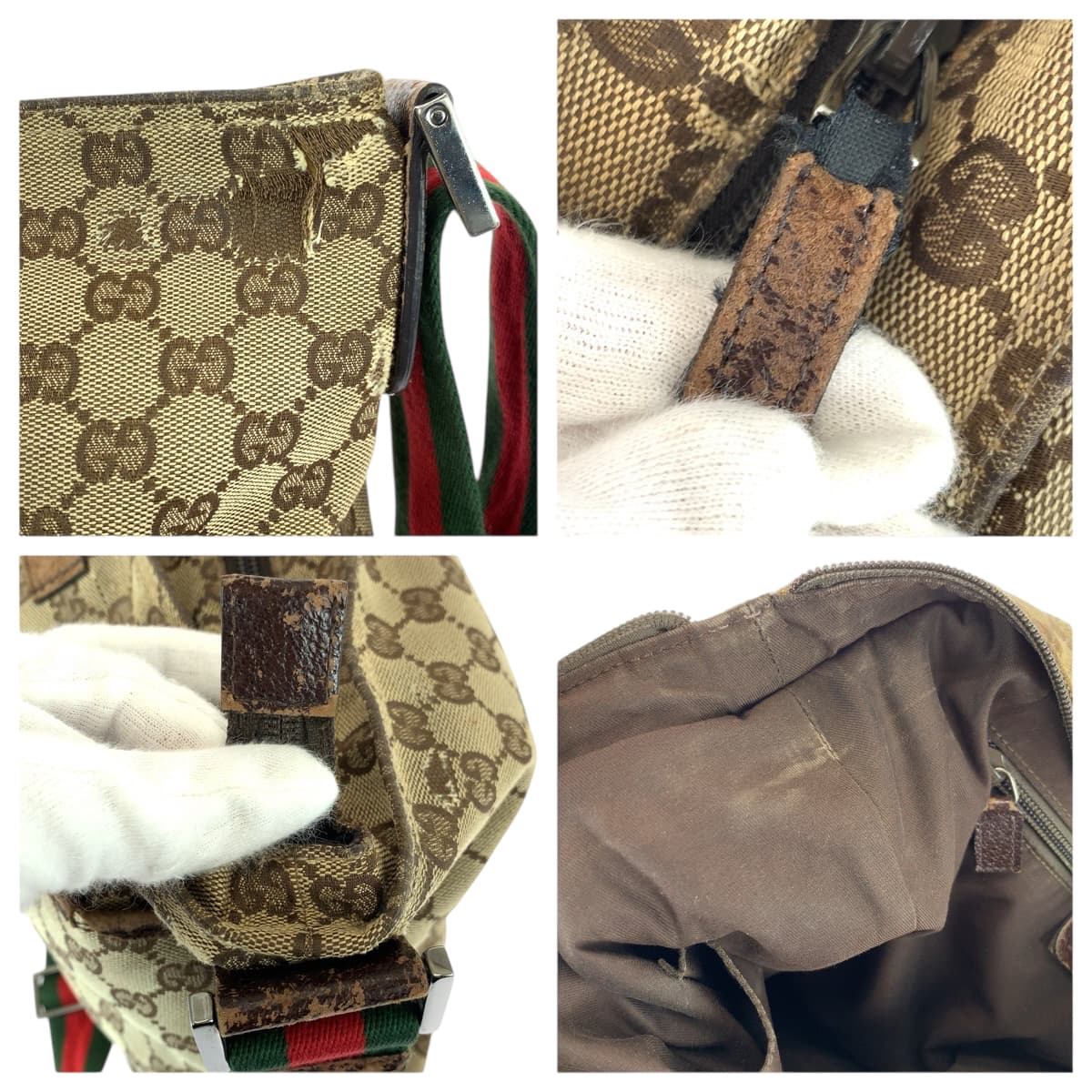 22395
GUCCI Sherry Line Beige Silver Hardware GG Canvas / Leather 189751 Shoulder Bag Unisex Women's B12