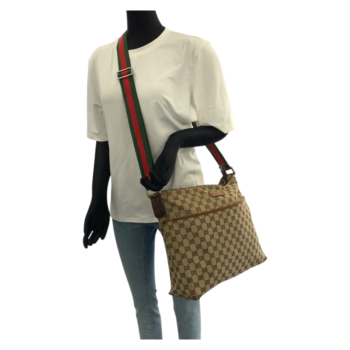 22395
GUCCI Sherry Line Beige Silver Hardware GG Canvas / Leather 189751 Shoulder Bag Unisex Women's B12