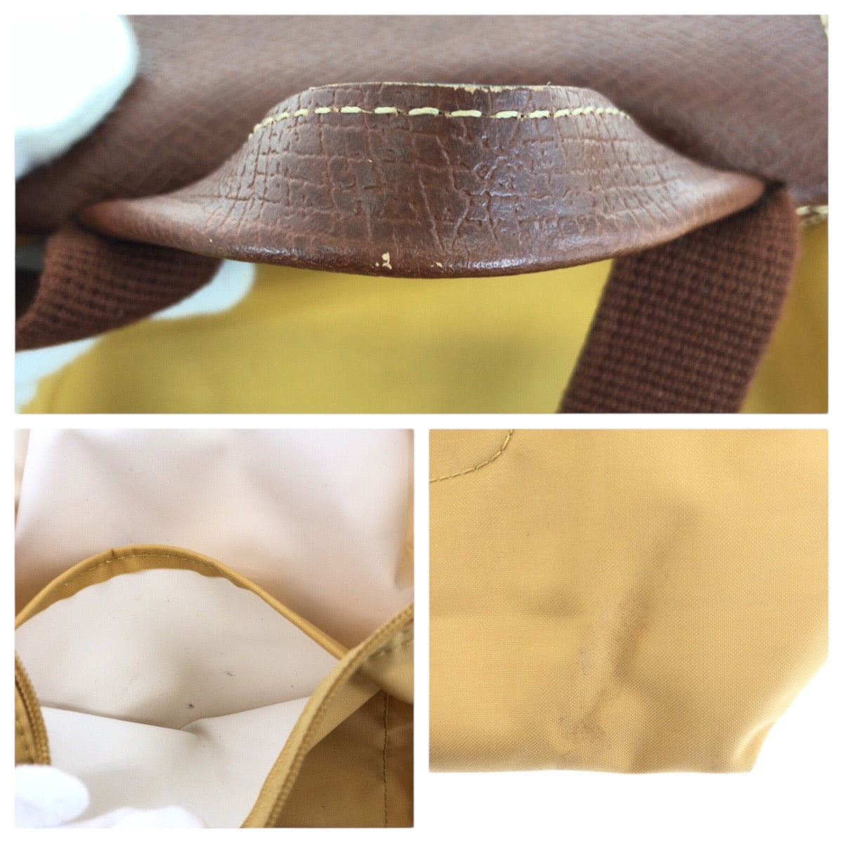 22397
Longchamp ロンシャン ル・プリアージュ イエロー ブラウン ゴールド金具 ナイロン / レザー リュック・デイパック バックパック レディース AB7