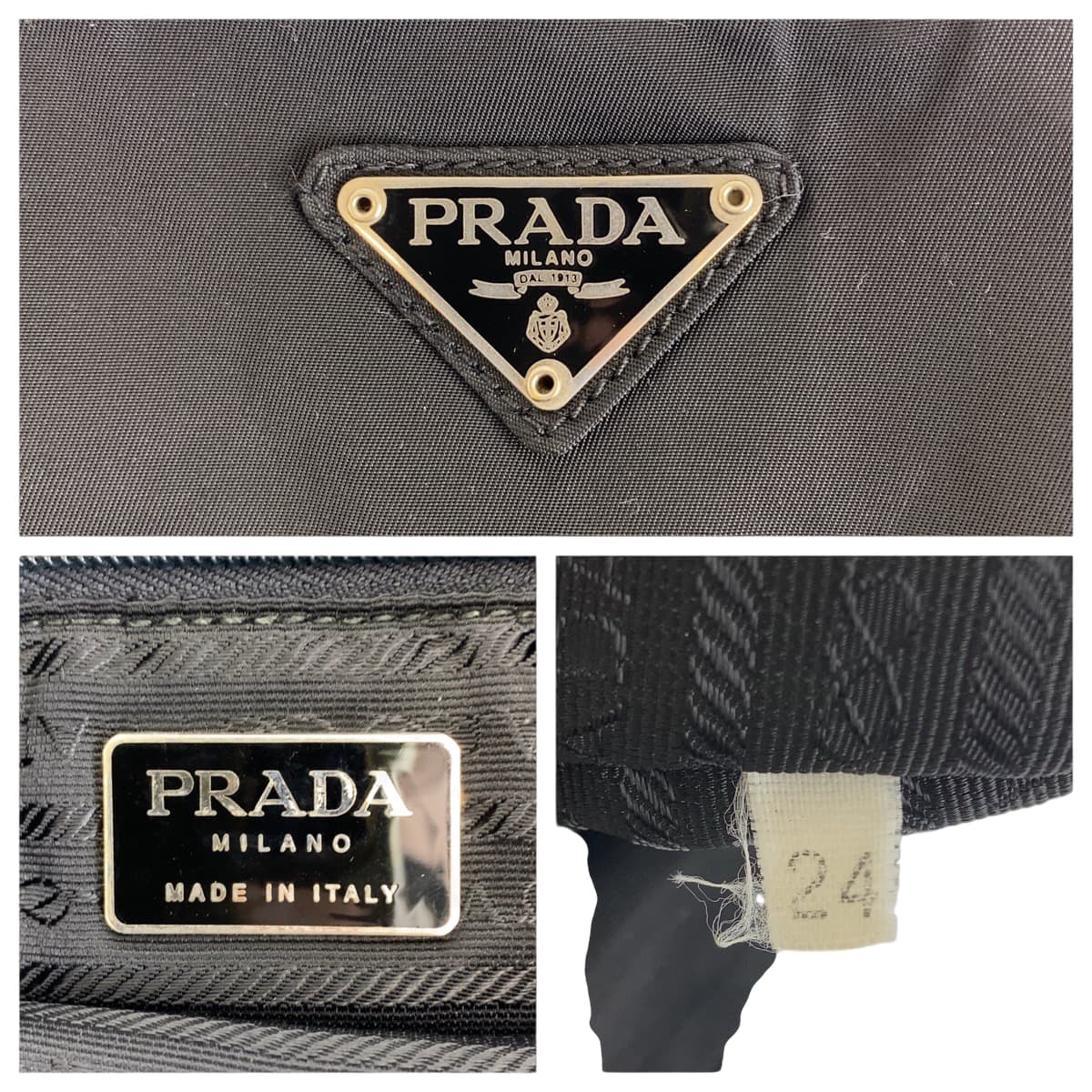 22398
PRADA プラダ テスート 三角ロゴプレート ブラック 黒 シルバー金具 ナイロン トートバッグ ショルダーバッグ レディース AB18