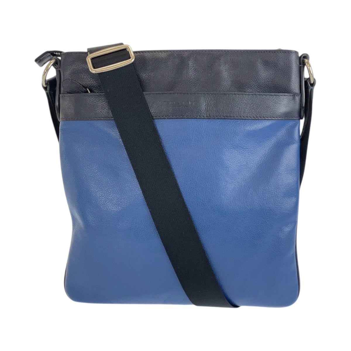 22400
COACH コーチ ブルー ネイビー シルバー金具 レザー ショルダーバッグ ポシェット メンズ AB7