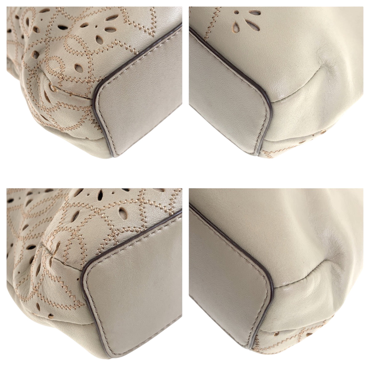22402
COACH Opt Art Perforated 2-way Beige Silver Hardware Leather F22486 Shoulder Bag Tote Bag Ladies AB8