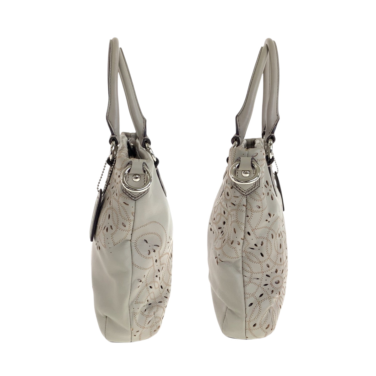 22402
COACH Opt Art Perforated 2-way Beige Silver Hardware Leather F22486 Shoulder Bag Tote Bag Ladies AB8