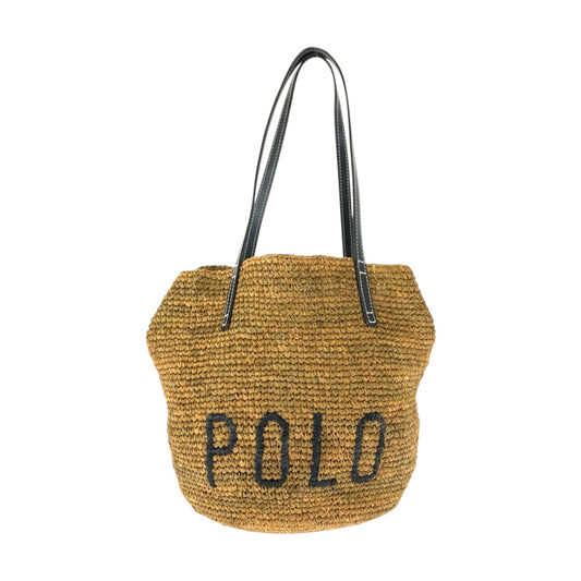 22403
POLO RALPH LAUREN ポロ ラルフローレン ブラウン ブラック ゴールド金具 ラフィア / レザー トートバッグ ショルダーバッグ レディース ABP8
