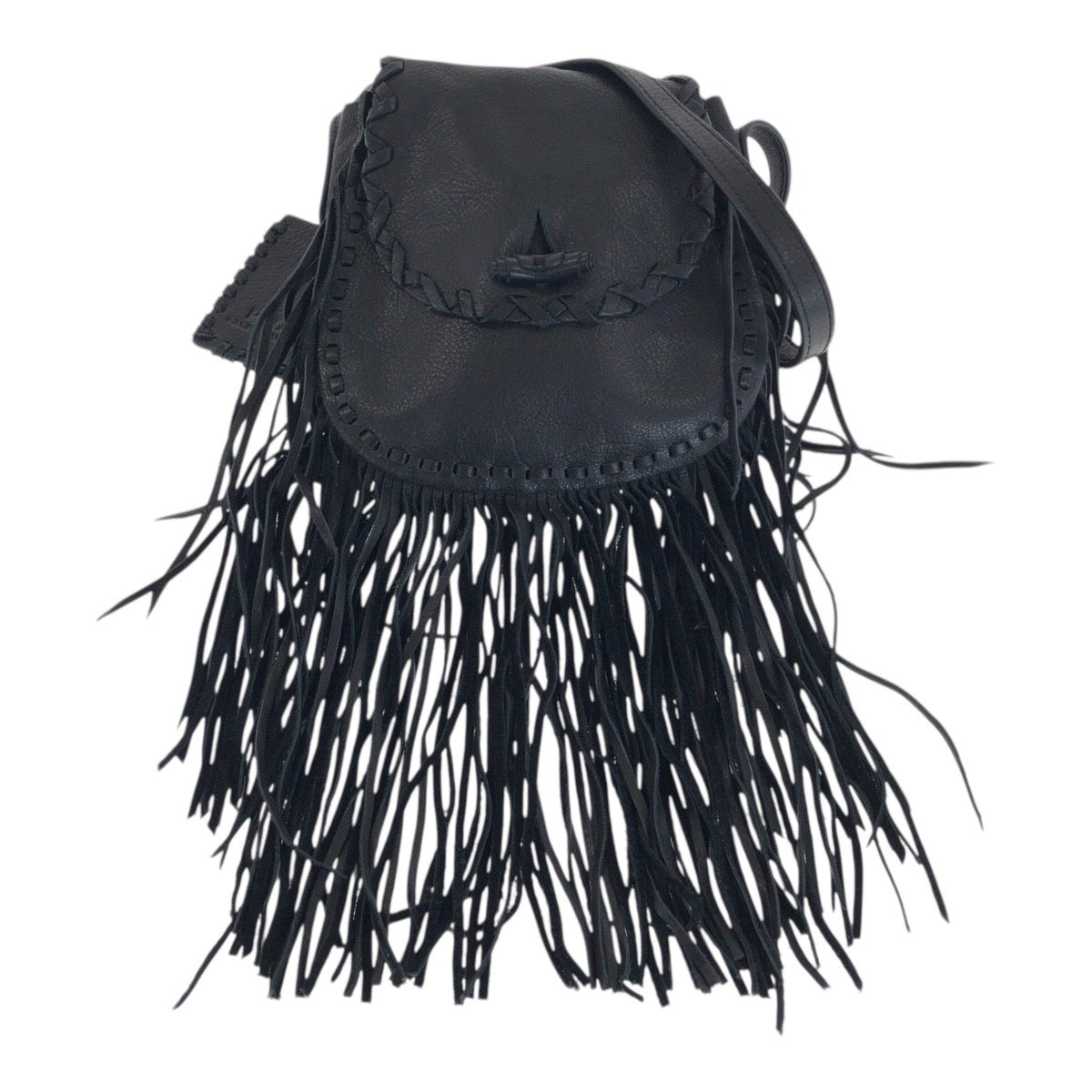 22408
POLO RALPH LAUREN ポロ ラルフローレン フリンジ ブラック 黒 レザー ショルダーバッグ ポシェット レディース ABP8