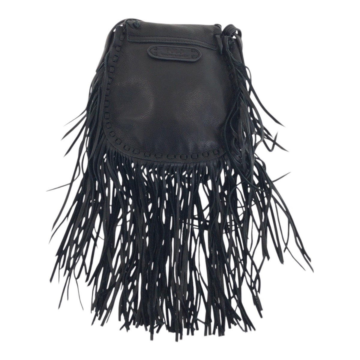 22408
POLO RALPH LAUREN ポロ ラルフローレン フリンジ ブラック 黒 レザー ショルダーバッグ ポシェット レディース ABP8