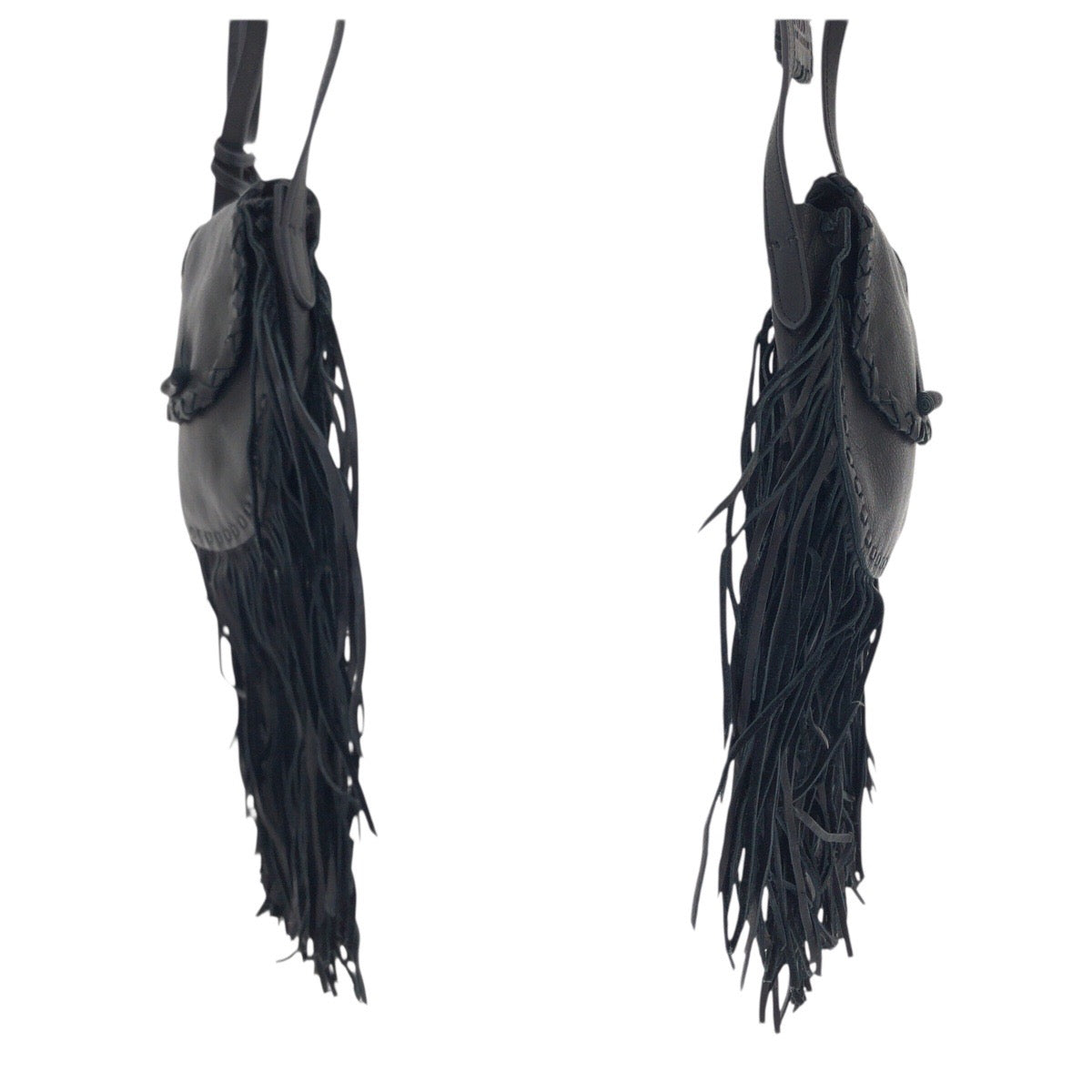 22408
POLO RALPH LAUREN ポロ ラルフローレン フリンジ ブラック 黒 レザー ショルダーバッグ ポシェット レディース ABP8