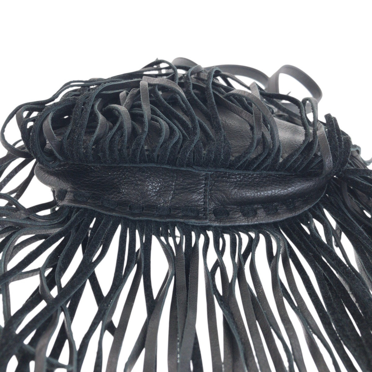 22408
POLO RALPH LAUREN ポロ ラルフローレン フリンジ ブラック 黒 レザー ショルダーバッグ ポシェット レディース ABP8