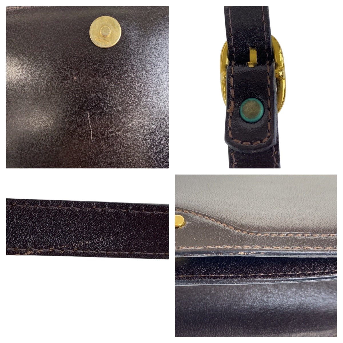 22410
BALLY バリー ブラウン ゴールド金具 レザー ショルダーバッグ ポシェット レディース ABP10