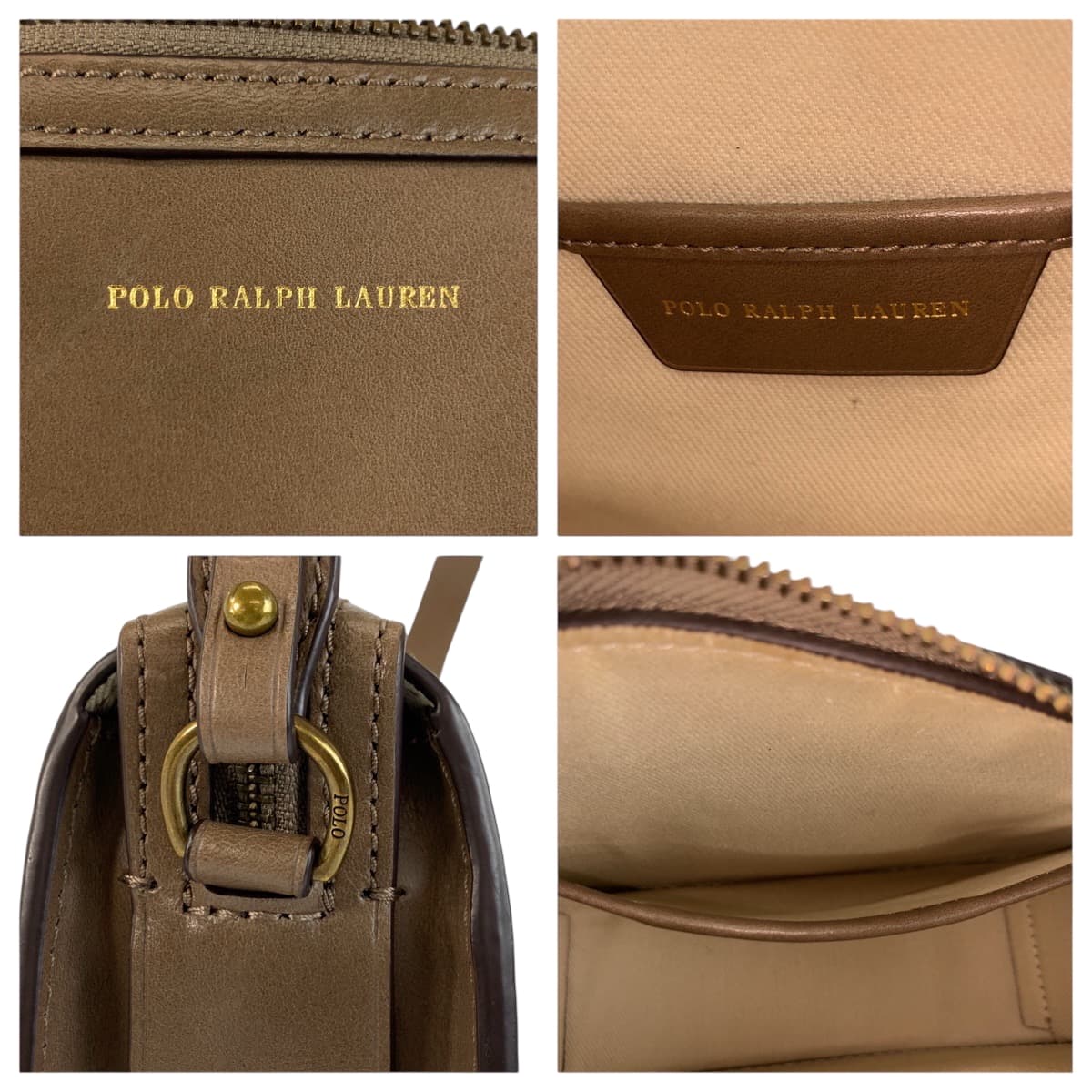 22411
POLO RALPH LAUREN ポロ ラルフローレン ブラウン ゴールド金具 レザー ショルダーバッグ ポシェット レディース ABP8