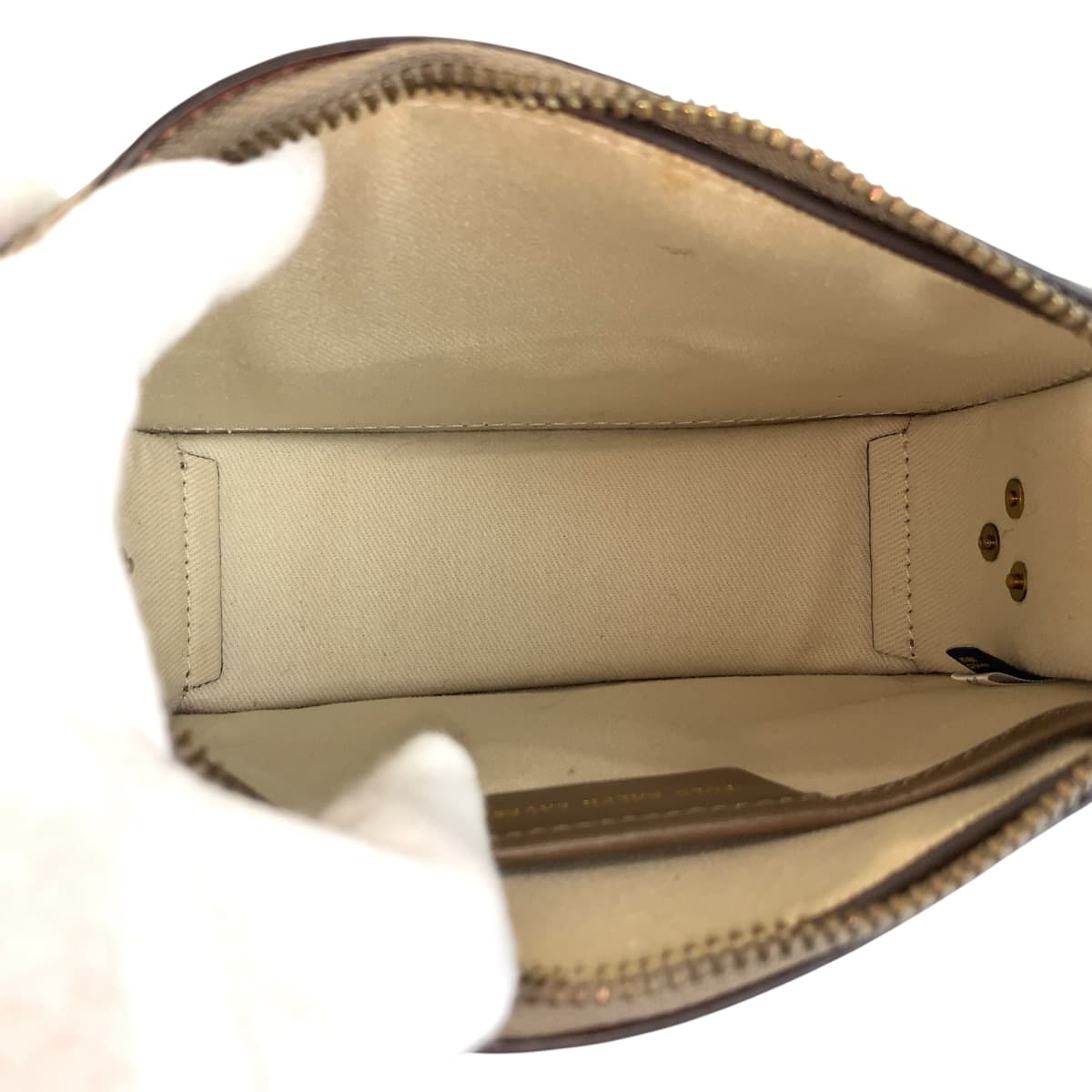 22411
POLO RALPH LAUREN ポロ ラルフローレン ブラウン ゴールド金具 レザー ショルダーバッグ ポシェット レディース ABP8