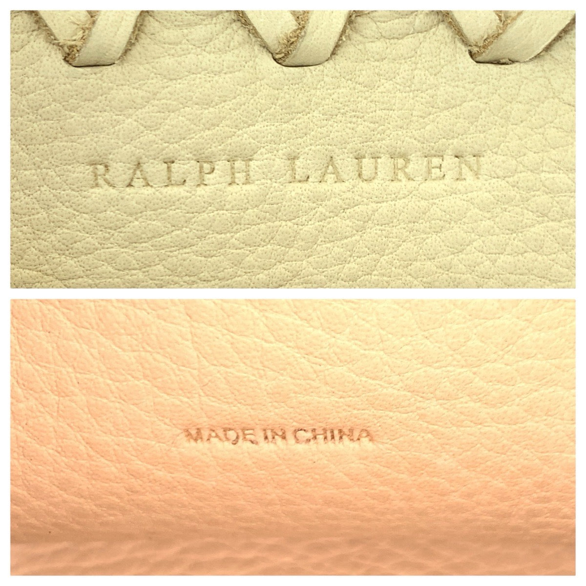 22412
RALPH LAUREN ラルフローレン フリンジ オフホワイト レザー / ビーズ ショルダーバッグ ポシェット レディース ABP8