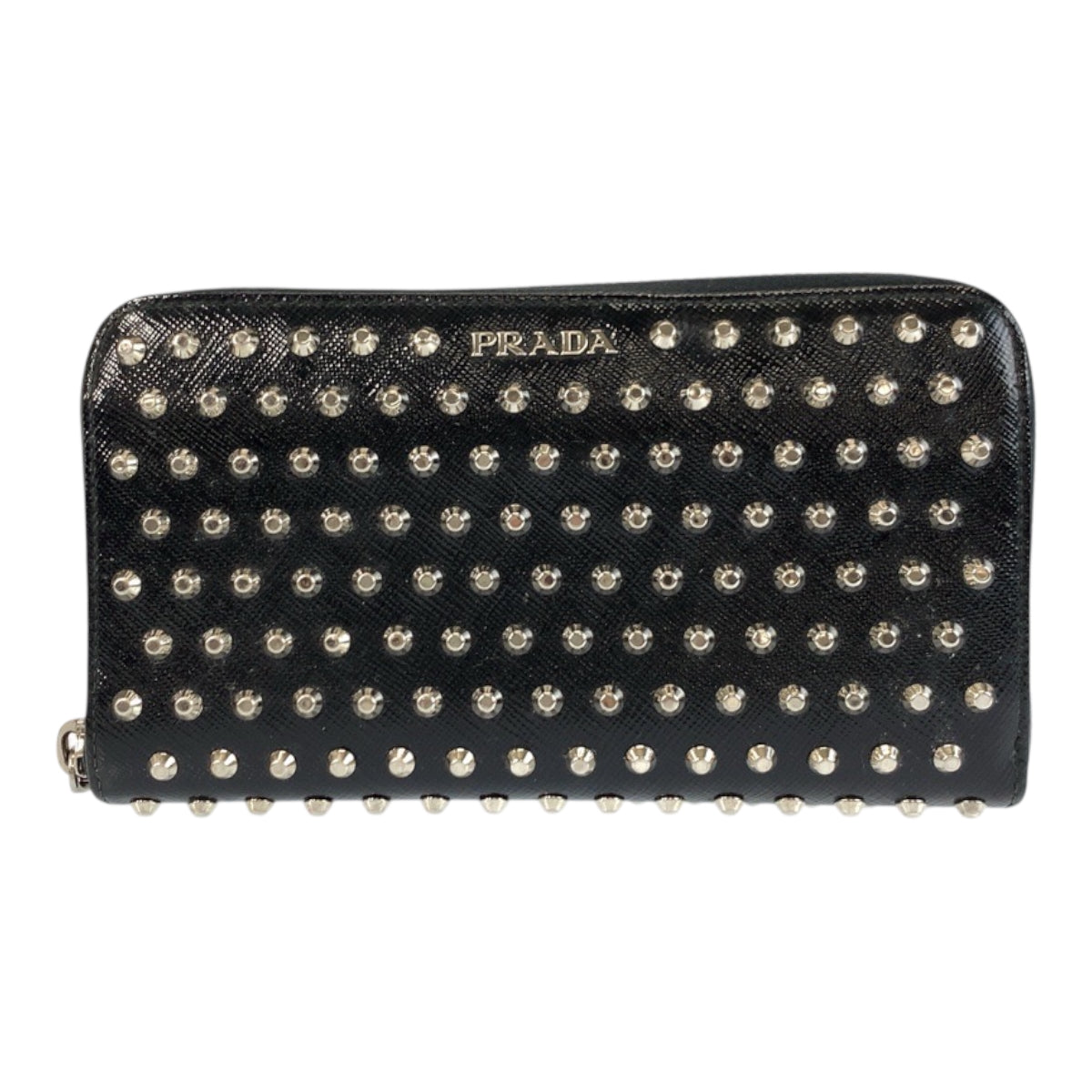 22417
PRADA プラダ スタッズ ブラック 黒 レッド シルバー金具 パテントレザー 長財布 ロングウォレット メンズ ABP24