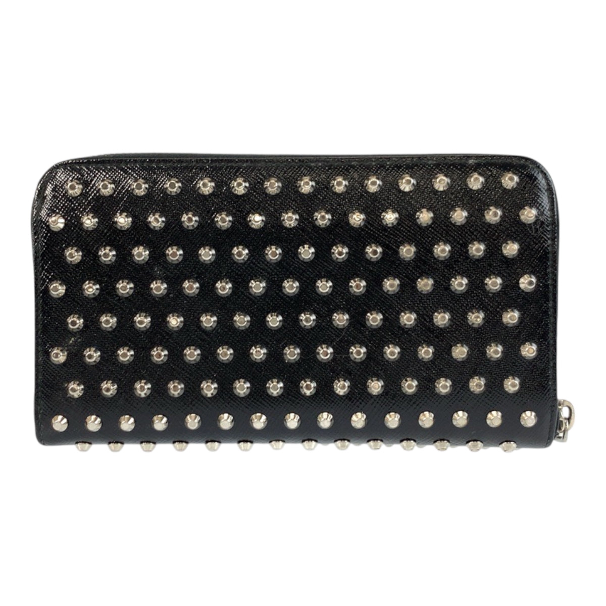 22417
PRADA プラダ スタッズ ブラック 黒 レッド シルバー金具 パテントレザー 長財布 ロングウォレット メンズ ABP24