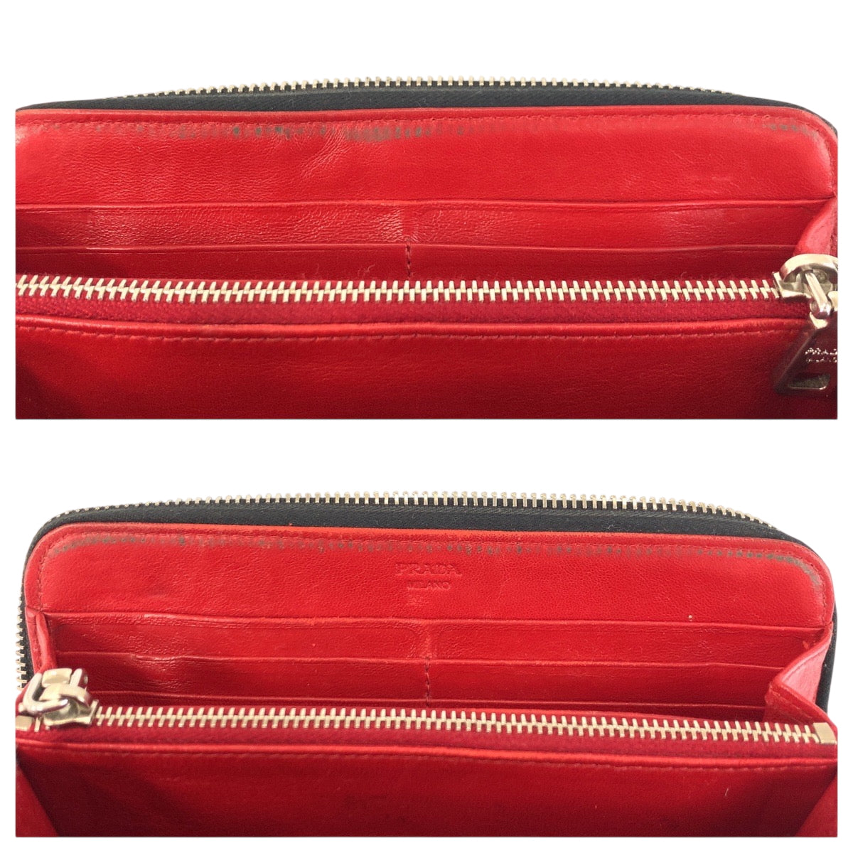 22417
PRADA プラダ スタッズ ブラック 黒 レッド シルバー金具 パテントレザー 長財布 ロングウォレット メンズ ABP24