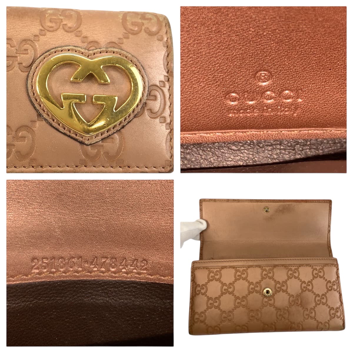 22418
GUCCI グッチ グッチシマ ラブリー ピンクベージュ ゴールド金具 レザー 251861 長財布 ロングウォレット レディース AB7