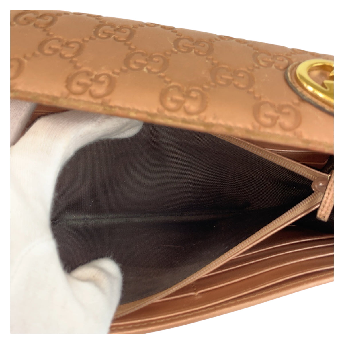 22418
GUCCI グッチ グッチシマ ラブリー ピンクベージュ ゴールド金具 レザー 251861 長財布 ロングウォレット レディース AB7