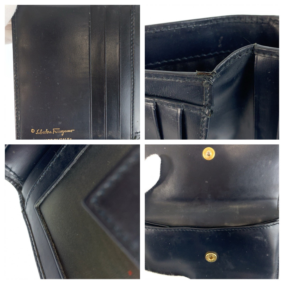 22420
Salvatore Ferragamo サルヴァトーレフェラガモ ヴァラ ネイビー ゴールド金具 レザー IK22 4068 折財布 コンパクトウォレット レディース AB3