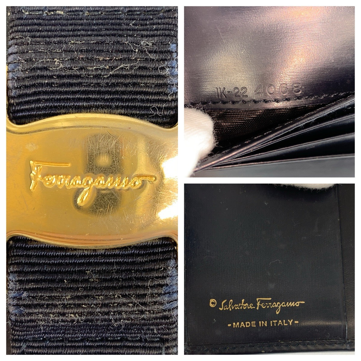 22420
Salvatore Ferragamo サルヴァトーレフェラガモ ヴァラ ネイビー ゴールド金具 レザー IK22 4068 折財布 コンパクトウォレット レディース AB3