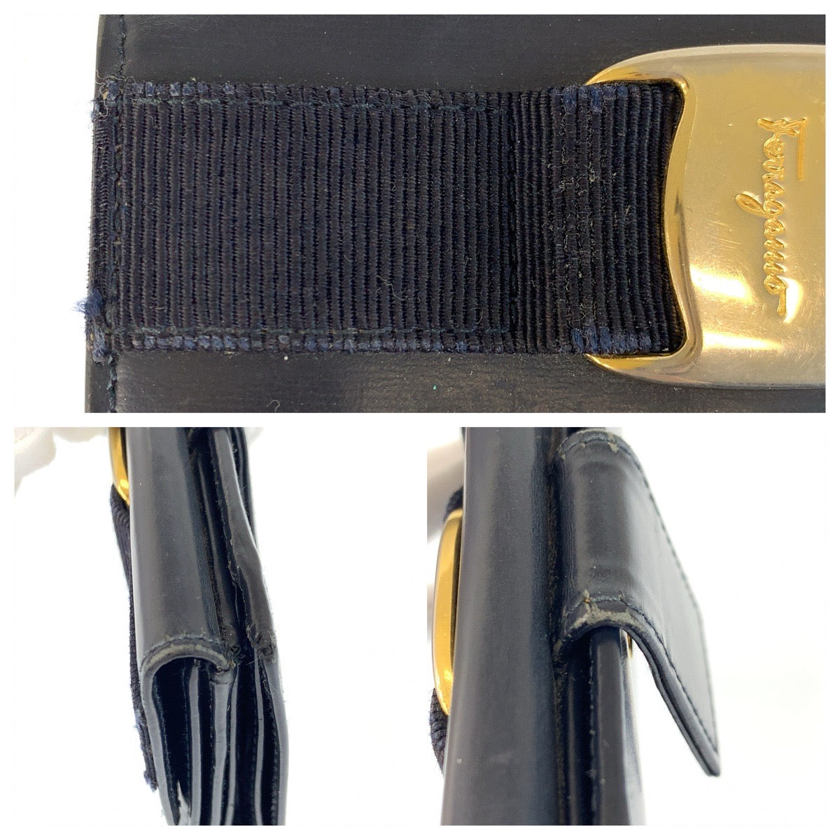 22420
Salvatore Ferragamo サルヴァトーレフェラガモ ヴァラ ネイビー ゴールド金具 レザー IK22 4068 折財布 コンパクトウォレット レディース AB3