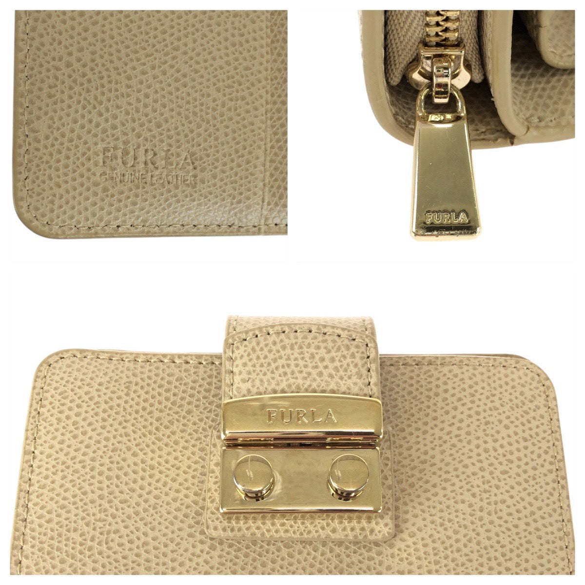 22421
Furla フルラ メトロポリス ベージュ ゴールド金具 レザー 870936 折り財布 コンパクトウォレット レディース A5