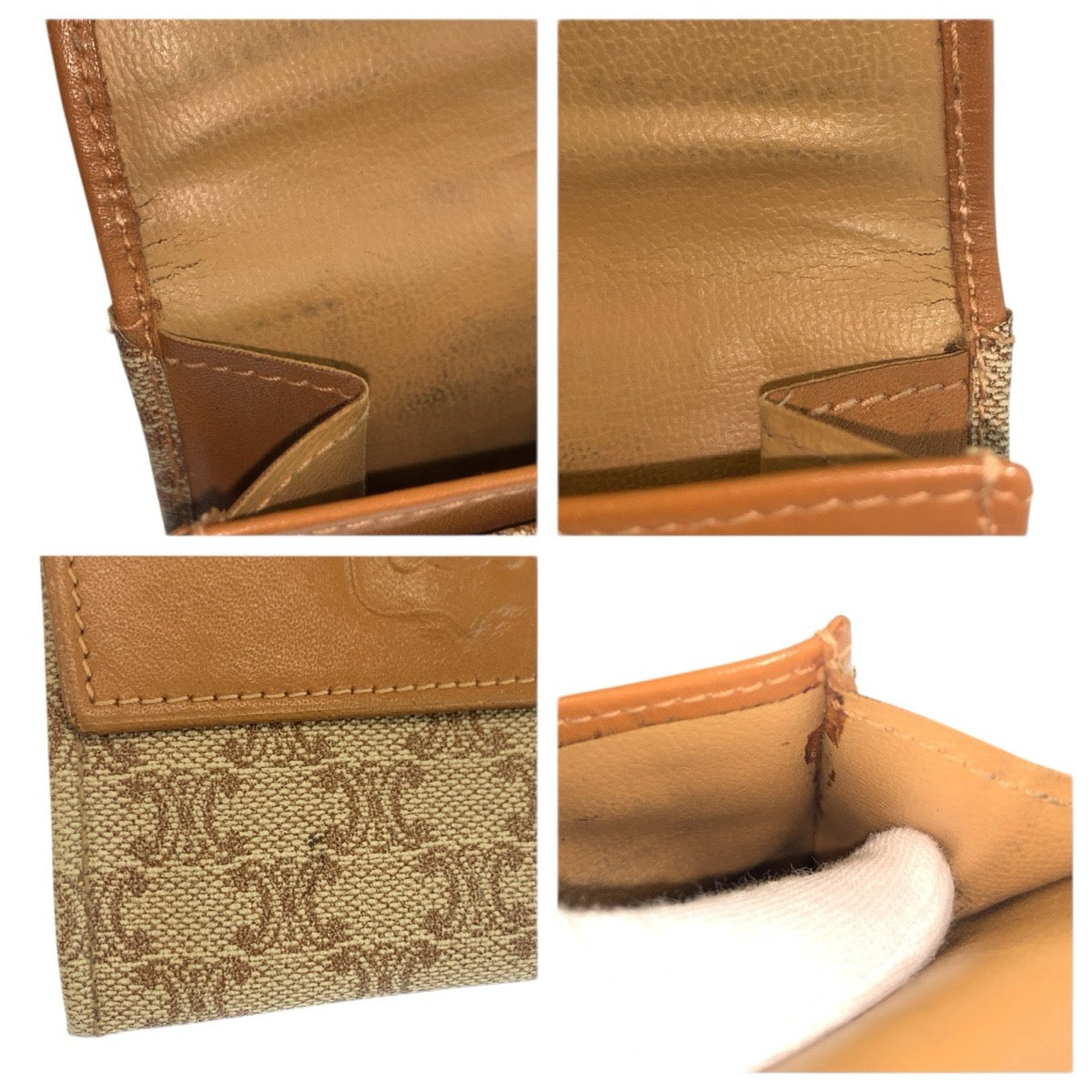 22422
CELINE セリーヌ マカダム ベージュ PVC / レザー コインケース 小銭入れ 男女兼用 レディース AB5