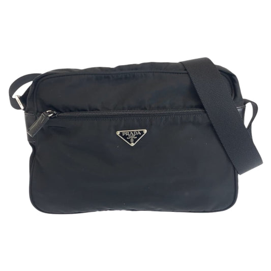 22423
PRADA プラダ テスート 三角ロゴプレート ブラック 黒 シルバー金具 ナイロン ショルダーバッグ ポシェット レディース ABP40