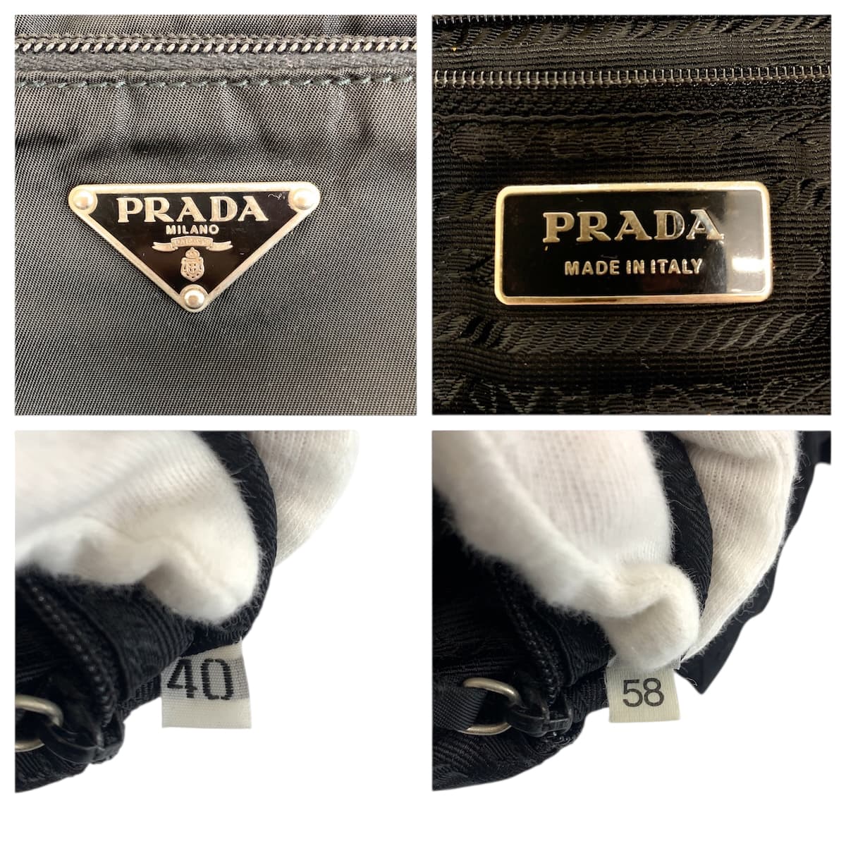22423
PRADA プラダ テスート 三角ロゴプレート ブラック 黒 シルバー金具 ナイロン ショルダーバッグ ポシェット レディース ABP40