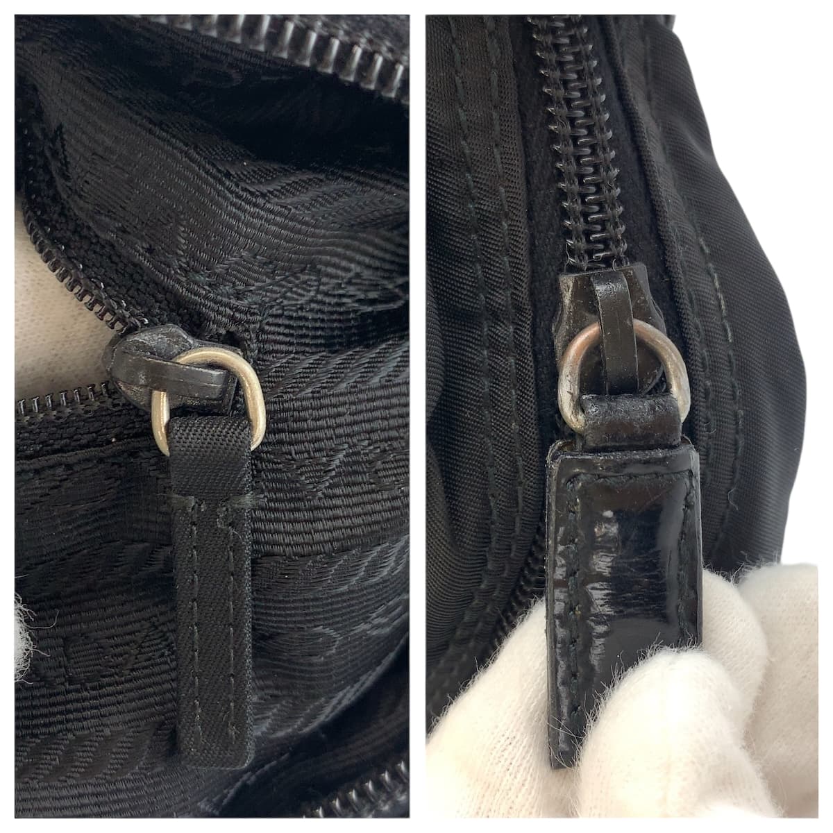 22423
PRADA プラダ テスート 三角ロゴプレート ブラック 黒 シルバー金具 ナイロン ショルダーバッグ ポシェット レディース ABP40