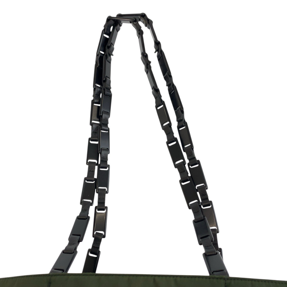 22425
PRADA プラダ グリーン ブラック ナイロン / プラスチック トートバッグ チェーンショルダーバッグ レディース AB8