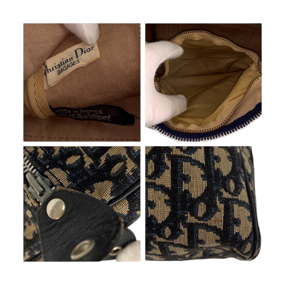 22426
Christian Dior クリスチャンディオール ヴィンテージ トロッター ベージュ ネイビー シルバー金具 キャンバス / レザー ハンドバッグ ミニボストンバッグ レディース ABP45