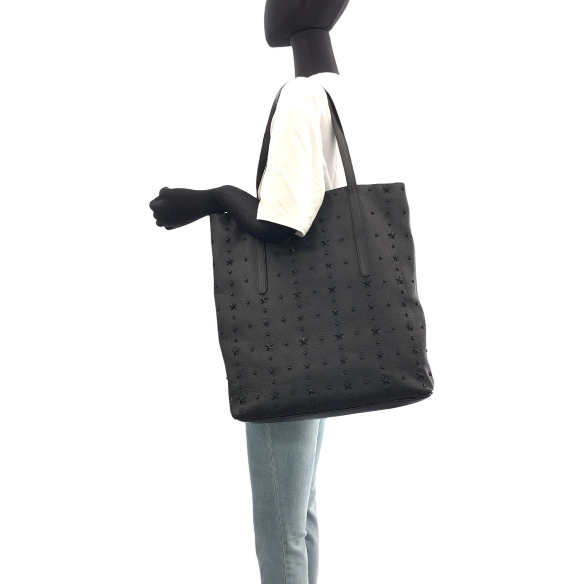 22427
JIMMY CHOO PIMLICO Studded Black Silver Hardware Leather Tote Bag Business Bag Men's ABP45