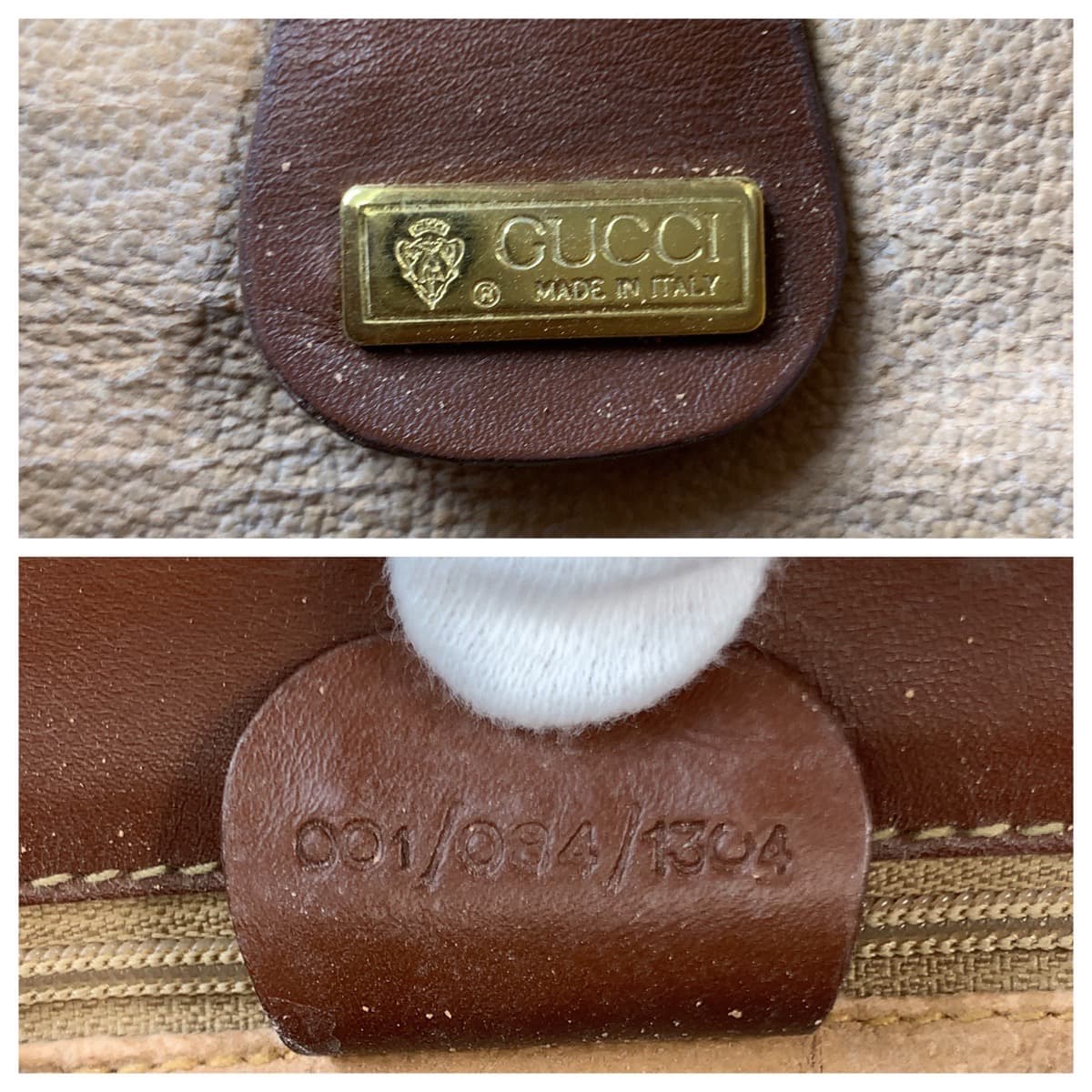 22429
GUCCI グッチ ヴィンテージ オールドグッチ ブラウン ゴールド金具 レザー / キャンバス 001 084 1304 ショルダーバッグ ポシェット レディース AB20