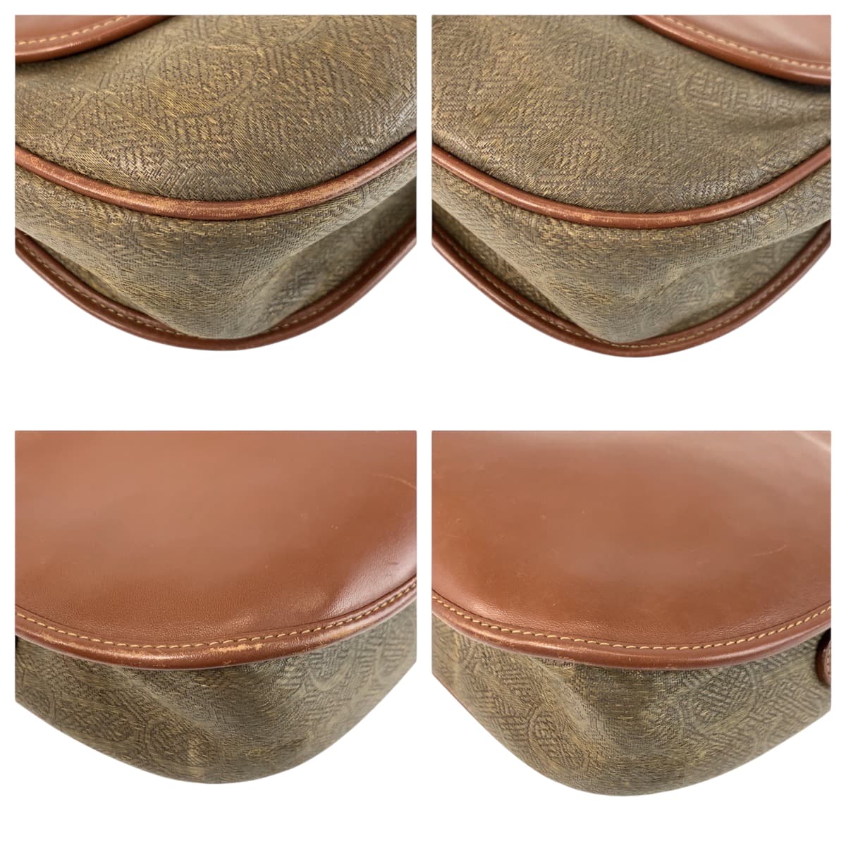 22429
GUCCI グッチ ヴィンテージ オールドグッチ ブラウン ゴールド金具 レザー / キャンバス 001 084 1304 ショルダーバッグ ポシェット レディース AB20