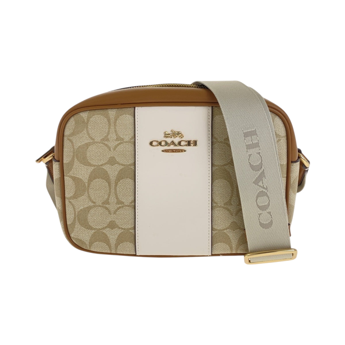 22430
COACH Signature Beige Brown Gold Hardware Leather / PVC CT255 Shoulder Bag Pochette Ladies ABP8