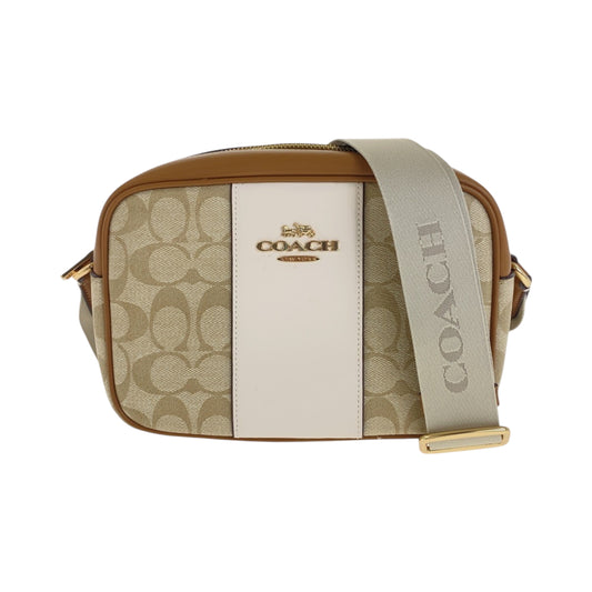 22430
COACH コーチ シグネチャー ベージュ ブラウン ゴールド金具 レザー / PVC CT255 ショルダーバッグ ポシェット レディース ABP8