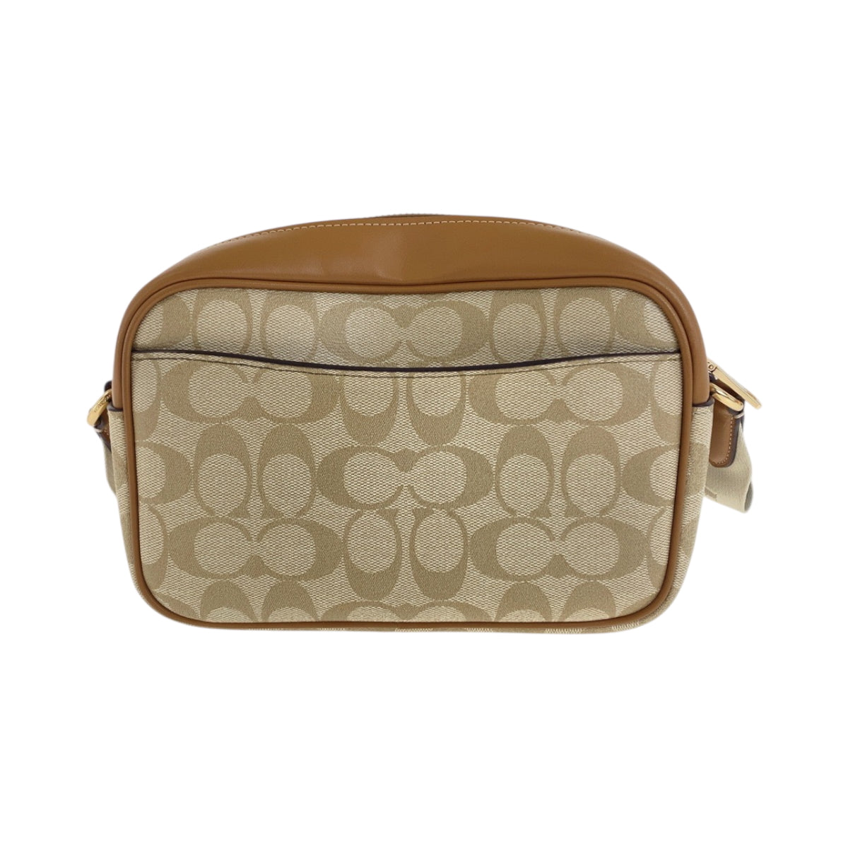 22430
COACH Signature Beige Brown Gold Hardware Leather / PVC CT255 Shoulder Bag Pochette Ladies ABP8