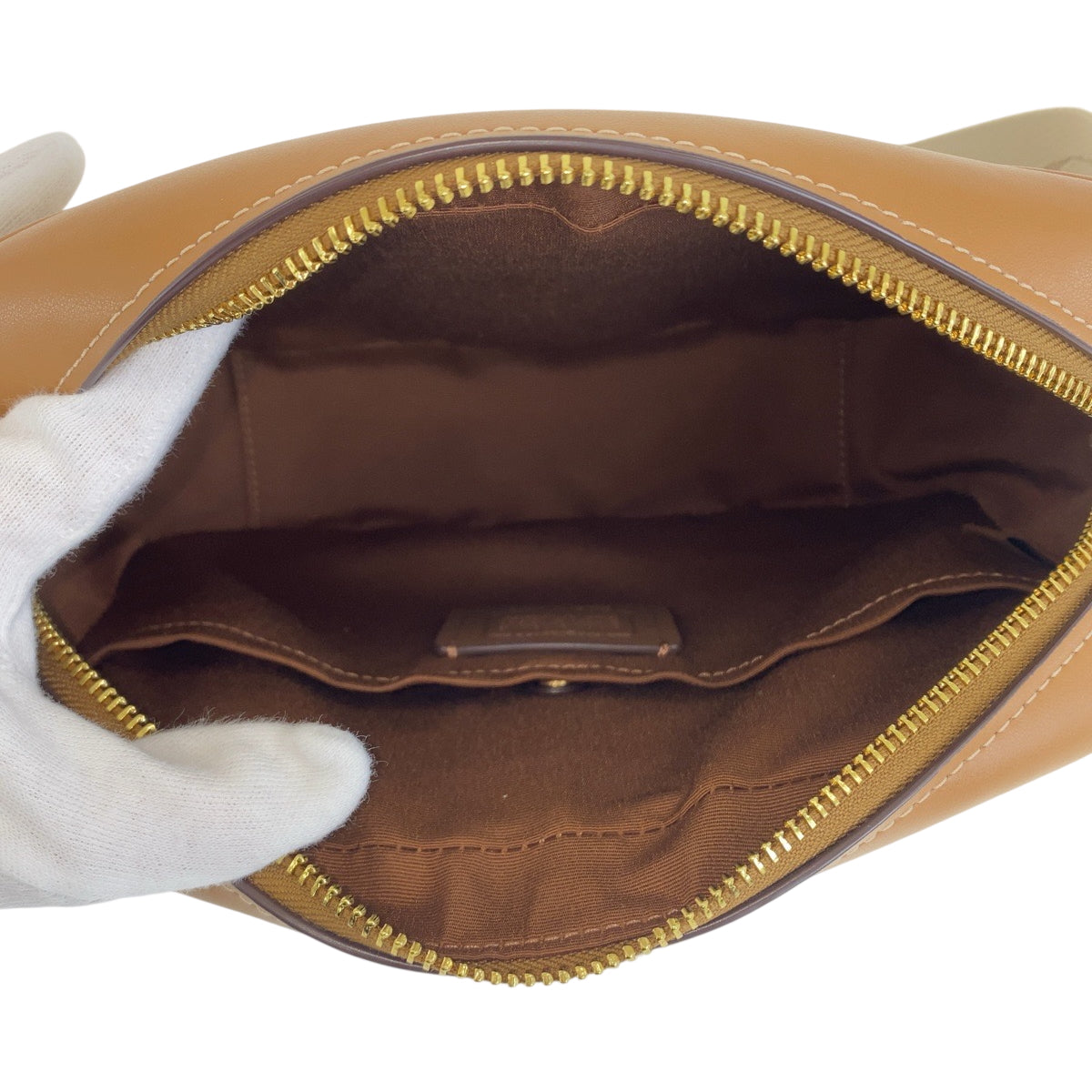 22430
COACH Signature Beige Brown Gold Hardware Leather / PVC CT255 Shoulder Bag Pochette Ladies ABP8
