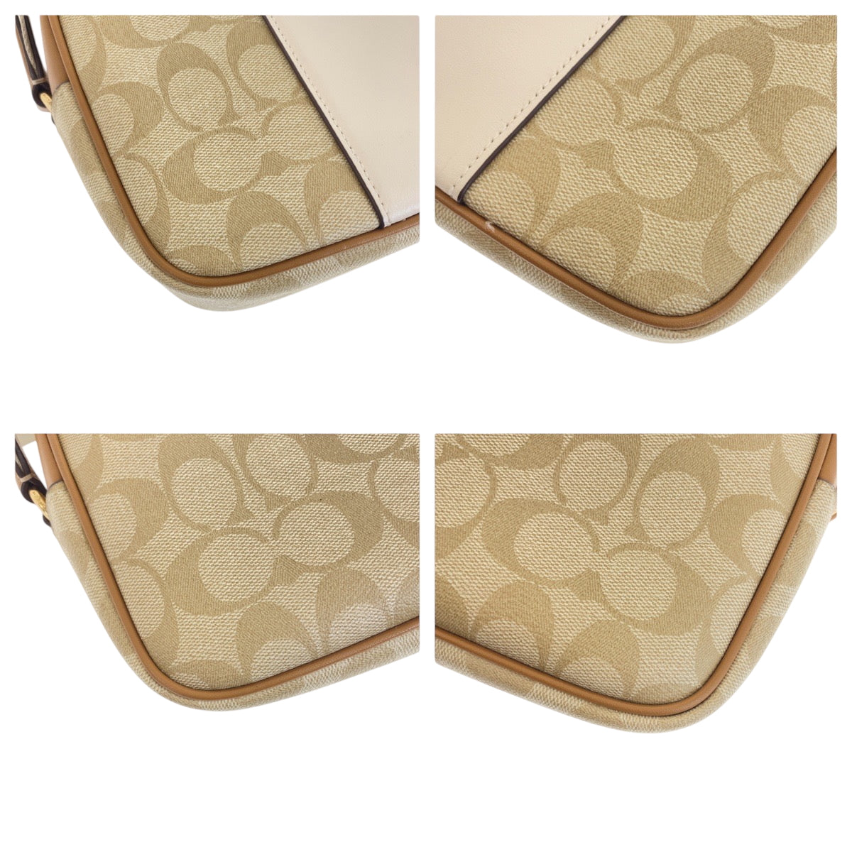 22430
COACH Signature Beige Brown Gold Hardware Leather / PVC CT255 Shoulder Bag Pochette Ladies ABP8