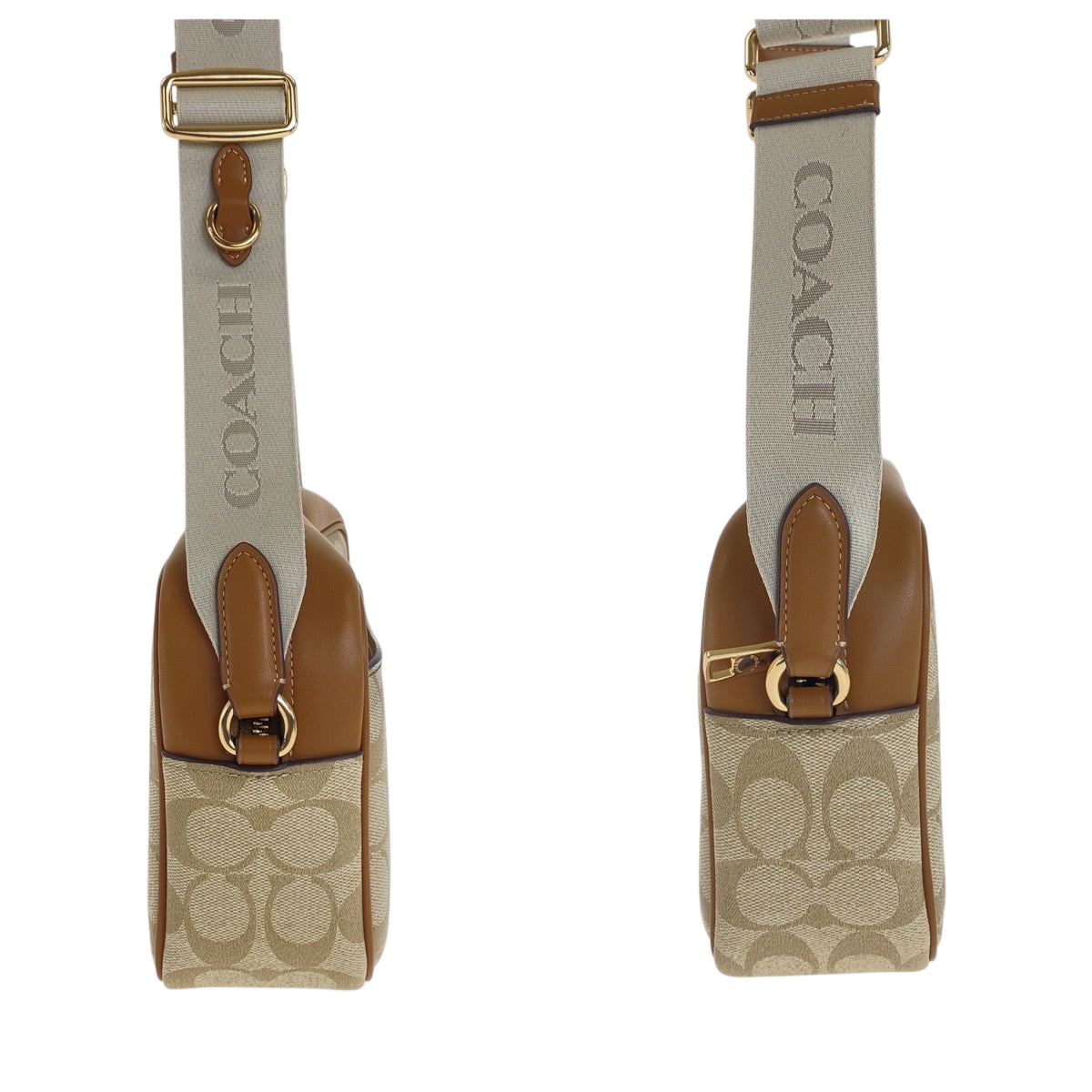 22430
COACH Signature Beige Brown Gold Hardware Leather / PVC CT255 Shoulder Bag Pochette Ladies ABP8